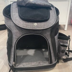 Gray Travel Pet Backpack Carrier with Mesh Venting